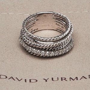 David Yurman Crossover Ring with Diamonds Size 8